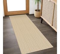 IOHOUZE Tappeto runner lavabile, 5 x 13 cm, antiscivolo, per corridoi, ingresso, interni, cucina, tappeto in cotone intrecciato, per ingresso, camera da letto, caldo, beige/arancione/albicocca