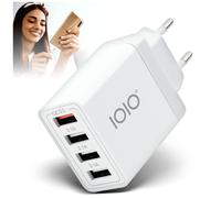 IOIO UL4 - Caricatore USB multiplo con QC 3.0, adattatore multipresa per presa di corrente, caricatore rapido 33 W