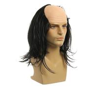 IOIUSKKU Costume cosplay di Halloween Parrucca da,capelli lisci neri | pazzo Forniture per feste divertenti Comodo accessorio leggero e universale Calvizie vecchio scienziato pazzo