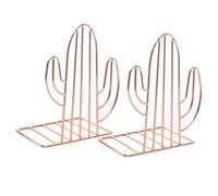 IOIUSKKU Supporto per libri a forma di cactus, 2 pezzi, fermalibri in metallo, per mensola da biblioteca, decorativo, ecc.
