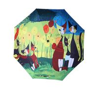 IOIUSKKU Versatile per la Protezione Esterna Pioggia o Sole Pieghevole Cartoon Triplo Ombrelli da Pioggia, Felino