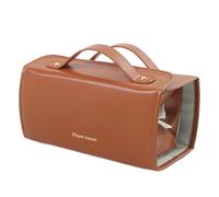 IOIUSKKU Viaggia con stile con la borsa per il trucco in pelle resistente all'acqua Borsa per cosmetici impermeabile in pelle Borsa da toilette 4 in 1 staccabile, B