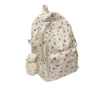 IOIUSKKU Zaino scolastico alla moda con ciliegie per ragazze, per l'inizio della stagione scolastica, zaino in nylon con ciliegie per l'inizio della stagione, digitare+5