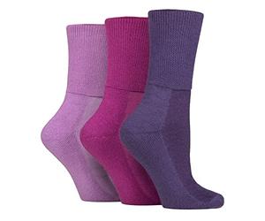 IOMI Footnurse - Confezione da 3 calzini unisex extra larghi, in bambù, per piedi e gambe gonfie, cuciture lisce sulle dita dei piedi e dei piedi, Blackberry., M