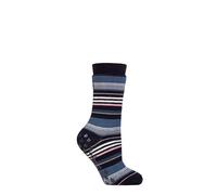 IOMI SOCKSHOP Heat Holders Socks - Raynaud's 3.1 TOG caldo accogliente termico a righe antiscivolo calzini per donna taglia 4-8 adatto per diabetici in 1 paio, Blu navy, a righe, 4-8