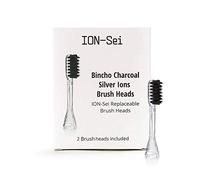 ION-Sei Testine di ricambio - 2 testine Bincho carbone attivo per spazzolino sonico ION-Sei, antibatteriche con carbone attivo