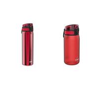 Ion8 Borraccia Acciaio Inox Senza Perdite, 600 ml, Rosso & Borraccia Bambini Senza Perdite, Senza BPA, Rosso, 400ml
