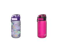 Ion8 Borraccia Bambini Senza Perdite, Senza Bpa, Unicorni, 400Ml & Borraccia Bambini Senza Perdite, Senza Bpa, Rosa