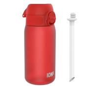 Ion8 Borraccia con Cannuccia per Bambini, 350 ml/12 oz, Antisperimento, Facile da Aprire, Chiusura Sicura, Lavabile in Lavastoviglie, Manico di Trasporto, Coperchio Igienico, Facile Pulizia,Rosso