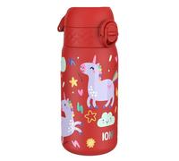 Ion8 Borraccia Acciaio per Bambini, 400ml, a Prova di Perdite, Facile da Aprire, Serratura Sicura, Lavabile in Lavastoviglie, Maniglia per il Trasporto, Facile Pulizia, Durevole, Unicorno Rosso