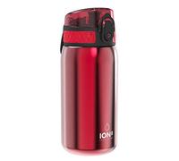 Ion8 Borraccia Inox Leggero per Bambini, 400ml, Non Isolato, a Prova di Perdite, Facile da Aprire, Serratura Sicura, Lavabile in Lavastoviglie, Facile Pulizia, Durevole e Antigraffio, Rosso