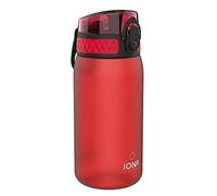Ion8 Borraccia per Bambini, 350 ml, a Prova di Perdite, Facile da Aprire, Serratura Sicura, Lavabile in Lavastoviglie, Senza BPA, Maniglia per il Trasporto, Facile Pulizia, Rosso