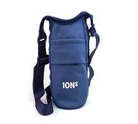 Ion8 Borsa a tracolla - Porta bottiglia pieghevole e leggero con tasca, tracolla regolabile e gancio - Lavabile in lavatrice, adatto a bottiglie fino a 1L - Pochette facile da pulire, Blu Navy