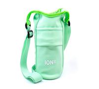 Ion8 Borsa a tracolla - Porta bottiglia pieghevole e leggero con tasca, tracolla regolabile e gancio - Lavabile in lavatrice, adatto a bottiglie fino a 1L - Pochette facile da pulire, Verde