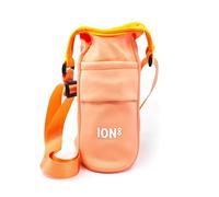 Ion8 Borsa a tracolla - Porta bottiglia pieghevole e leggero con tasca, tracolla regolabile e gancio - Lavabile in lavatrice, adatto a bottiglie fino a 1L - Pochette facile da pulire, Corallo