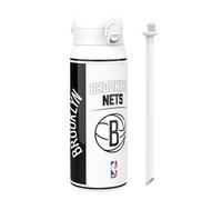 Ion8 NBA Brooklyn Nets Borraccia Termica con Cannuccia Rimovibile, 750ml/24oz, a Prova di Perdite, Facile da Aprire, Serratura Sicura, Lavabile in Lavastoviglie