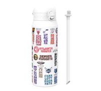 Ion8 NBA Loghi Patch Borraccia Termica con Cannuccia Rimovibile, 750ml/24oz, a Prova di Perdite, Facile da Aprire, Serratura Sicura, Lavabile in Lavastoviglie, Maniglia per il Trasporto