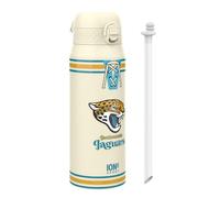 Ion8 NFL Jaguars Borraccia Termica con Cannuccia Rimovibile, 750ml/24oz, a Prova di Perdite, Facile da Aprire, Serratura Sicura, Lavabile in Lavastoviglie, Maniglia per il Trasporto, Facile Pulizia