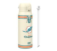 Ion8 NFL Miami Dolphins Borraccia Termica con Cannuccia Rimovibile, 750ml/24oz, a Prova di Perdite, Facile da Aprire, Serratura Sicura, Lavabile in Lavastoviglie, Maniglia per il Trasporto