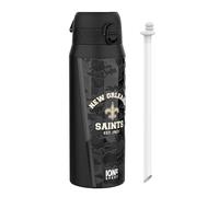 Ion8 NFL New Orleans Saints Borraccia Termica con Cannuccia Rimovibile, 750ml/24oz, a Prova di Perdite, Facile da Aprire, Serratura Sicura, Lavabile in Lavastoviglie, Maniglia per il Trasporto