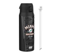 Ion8 NFL x Borraccia Termica con Cannuccia Rimovibile, 750ml/24oz, Acciaio Inossidabile, Antigoccia, NFL Dolphins