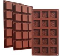ionEgg Stampi quadrati in silicone a 15 cavità, antiaderenti, per uso alimentare, flessibili e durevoli, per cottura, sapone, caramelle, dessert, cubetti di ghiaccio e artigianato, confezione da 3