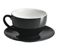 ionEgg Tazza da caffè in porcellana con piattino 220 ml/7,3 oz per cappuccino, latte e tè, nero