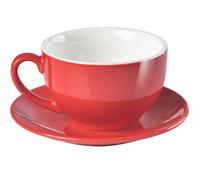 ionEgg Tazza da caffè in porcellana con piattino, 220 ml, per cappuccino, latte e tè, rosso