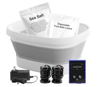 Ionic Foot Bath Detox Machine, Ionic Foot Spa per rimuovere le tossine con 2 matrici, 80 fodere usa e getta per pediluvio, sale marino disintossicante, vasca da bagno pieghevole, regalo per donne