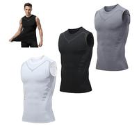 Ionic Shaping Vest, Men's Chest Compression Tops, Body Shaper Slimming Sports Muscle Gym Tank Tops, High Elastic Quick-Drying Comfortable and Breathable Shirts (XL, 3 Pcs)