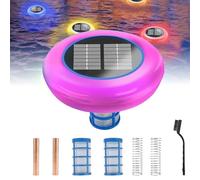 Ionizzatore solare per piscina con luce notturna a LED a 7 colori a commutazione automatica, pulitore solare galleggiante per piscine, fino a 85.000 l, riutilizzabile per piscine interrate e fuori ter