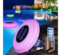 Ionizzatore Solare per Piscina e Luce Galleggiante a LED RGB, Pulizia della Piscina con ionizzazione al Rame, purificatore d'Acqua Automatico, con commutazione Automatica della ionizzazione al Rame