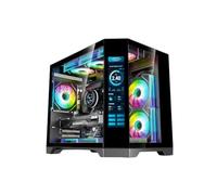 IONZ APEX Vision - Case da gioco per PC, mini Tower M/ATX, doppia camera con 6 ventole ARGB PWM, schermo LCD, supporta AIO da 240 mm, nero