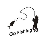 IOO6Z8SY GO Fishing, adesivo nero per auto, adesivo per pescatore, adesivo creativo, adatto per e-bike, moto, impermeabile, non stinge, per auto all'aperto, 1 pezzo, 14 cm x 11 cm