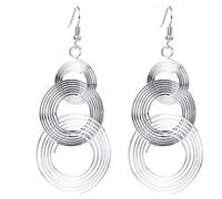 ioOrecchini pendenti nterlocking Orecchini pendenti lunghi in metallo a triplo cerchio Orecchini pendenti da donna, argento Elegante e popolareAgile e professionale.