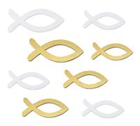 IOPJLK 100 pesci in legno bianco e oro, decorazione per battesimo, comunione, cresima