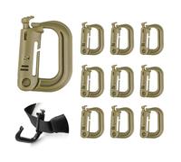 IOPJLK Moschettone Khaki 10 Pezzi, Moschettone Arrampicata con Anello a D, Moschettone Tattico per Cinghia da 2,5 cm, Moschettone Plastica per Zaino con Fettuccia Molle Alpinismo