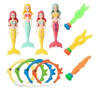 IOPJLK Set di 11 giocattoli subacquei subacquei per bambini a partire dai 4 ai 12, anelli subacquei a forma di sirena, set di giocattoli per alghe, regalo estivo per feste in piscina, per ragazzi e