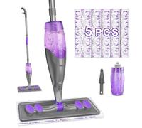 IOPRETTY Mocio spray per la pulizia dei pavimenti, mocio per pavimenti umidi e asciutti, con spruzzatore ricaricabile, per piastrelle laminate, legno duro, confezione da 6 panni usa e getta per casa e