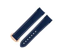 IORUYB Cinturino per orologio da 20 mm con estremità curva per cinturino Omega per AT150 Seamaster 300 Planet Ocean De Ville Speedmaster blu linea bianca in nylon ad alta densità cinturini in pelle