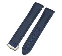 IORUYB Cinturino per orologio in pelle e nylon in silicone e gomma, 20 mm, 22 mm, a doppio colore, adatto per Omega Planet Ocean Seamaster, Blu nylon2, 20mm