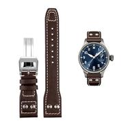 IORUYB Per IWC PILOT Mark cinturino in pelle di mucca 21mm 22mm 20mm cinturino in vera pelle rivetti in grana di bambù marrone scuro nero accessori cinturino orologio, A Brown Silver, 22mm