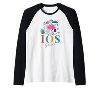 IOS Grecia, Isola Greca Scenic Fun Blue Dome Tetto Design Maglia con Maniche Raglan
