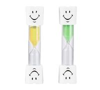 IOSPKKIO® Set di 2 clessidre con sorridente - Clessidre per bambini per la cura dei denti, cucina, ufficio e tempo di gioco, timer Hourglass per ufficio, timer Home and Play, giallo e verde