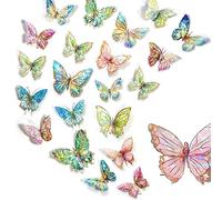 IOSPKKIO® Set di 80 adesivi con 4 temi a forma di farfalla, cristalli di ghiaccio, olografici, PET, lucidi, in resina, impermeabili, trasparenti, per accessori per scrapbooking