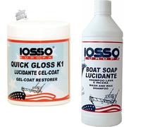 iosso Quick Gloss K1, Pasta Lucidante per Vetroresina, 500 Ml & Boat Soap Lucida