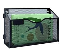 IOUGDSEC 1 ripiano in rete A4 da appendere a parete, per riviste, documenti, riviste, riviste, archiviazione in rete metallica, nero