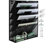 IOUGDSEC 6 Ripiani in Rete A4 da Appendere al Muro, Organizer Documenti Parete,Metallo Portariviste A4 Multifunzione per Scrivania per Riviste, Documenti, Cartelle e Documenti da Scrivania