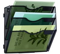 IOUGDSEC Organizer da parete verticale a 3 ripiani, in rete, per ufficio, scuola, casa, nero