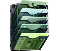 IOUGDSEC Organizer da parete verticale a 5 ripiani, in rete, per ufficio, scuola, casa, nero